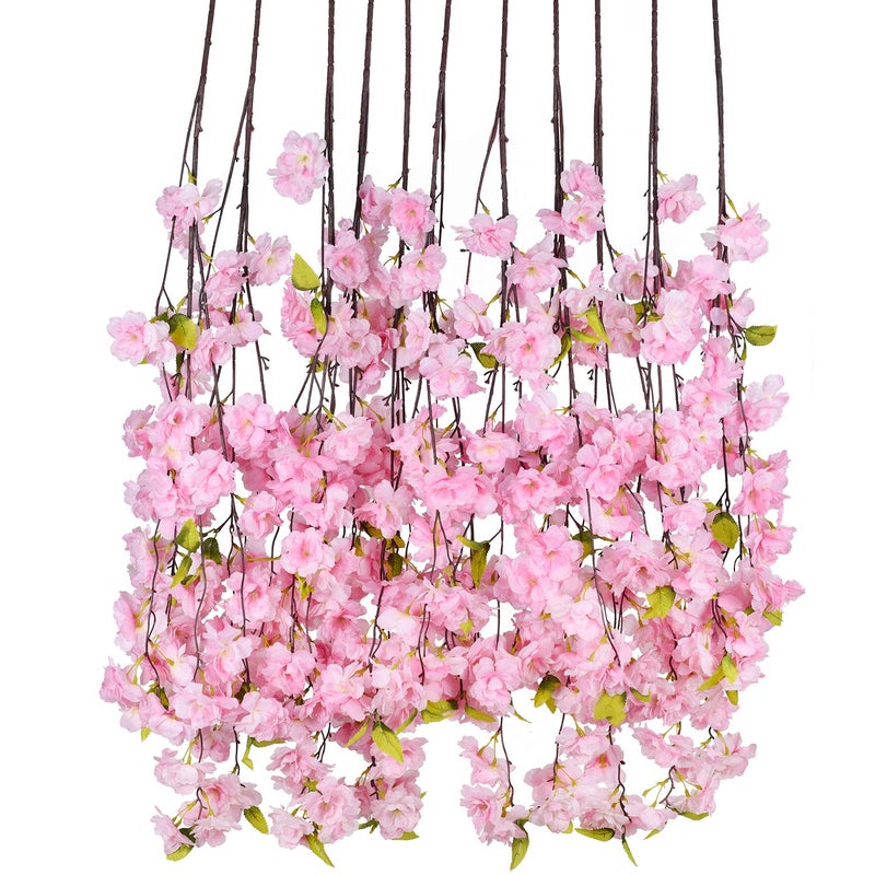 DearHouse 6 Pack Cherry Blossom Artificial Flowers Garland Hanging Vine Silk Garland Wedding Party Home Decor - Image 1