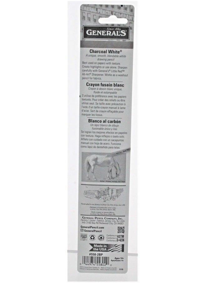 جينيرالز - مجموعة من 2 أقلام رصاص فحم بيضاء من General Pencil 5582Bp، 2/عبوة - 2B - Image 1