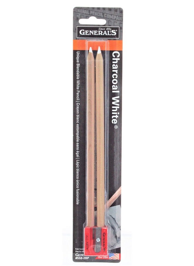جينيرالز - مجموعة من 2 أقلام رصاص فحم بيضاء من General Pencil 5582Bp، 2/عبوة - 2B - Image 1