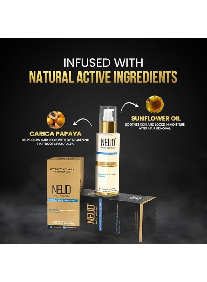 NEUD Natural Hair Inhibitor Lotion For Reduction of Unwanted Body and Facial Hair in Men and Women - 1 Pack (80g) - Image 3