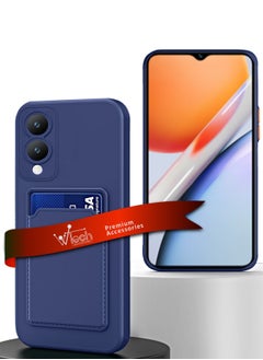 Wtech Silicone TPU With Card Holder Case Cover For Vivo Y28 5G 2024 Navy Blue  - Image 1