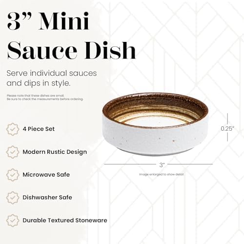 Vikko Small Dipping Bowls Set of 4 Mini Soy Sauce Dish 3 Stoneware Cups for Dips Condiments Charcuterie Boards  Microwave and Dishwasher Safe - Image 2
