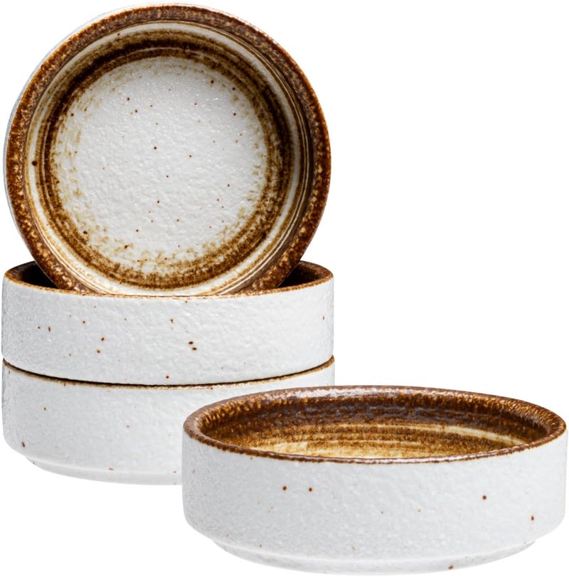 Vikko Small Dipping Bowls Set of 4 Mini Soy Sauce Dish 3 Stoneware Cups for Dips Condiments Charcuterie Boards  Microwave and Dishwasher Safe - Image 1
