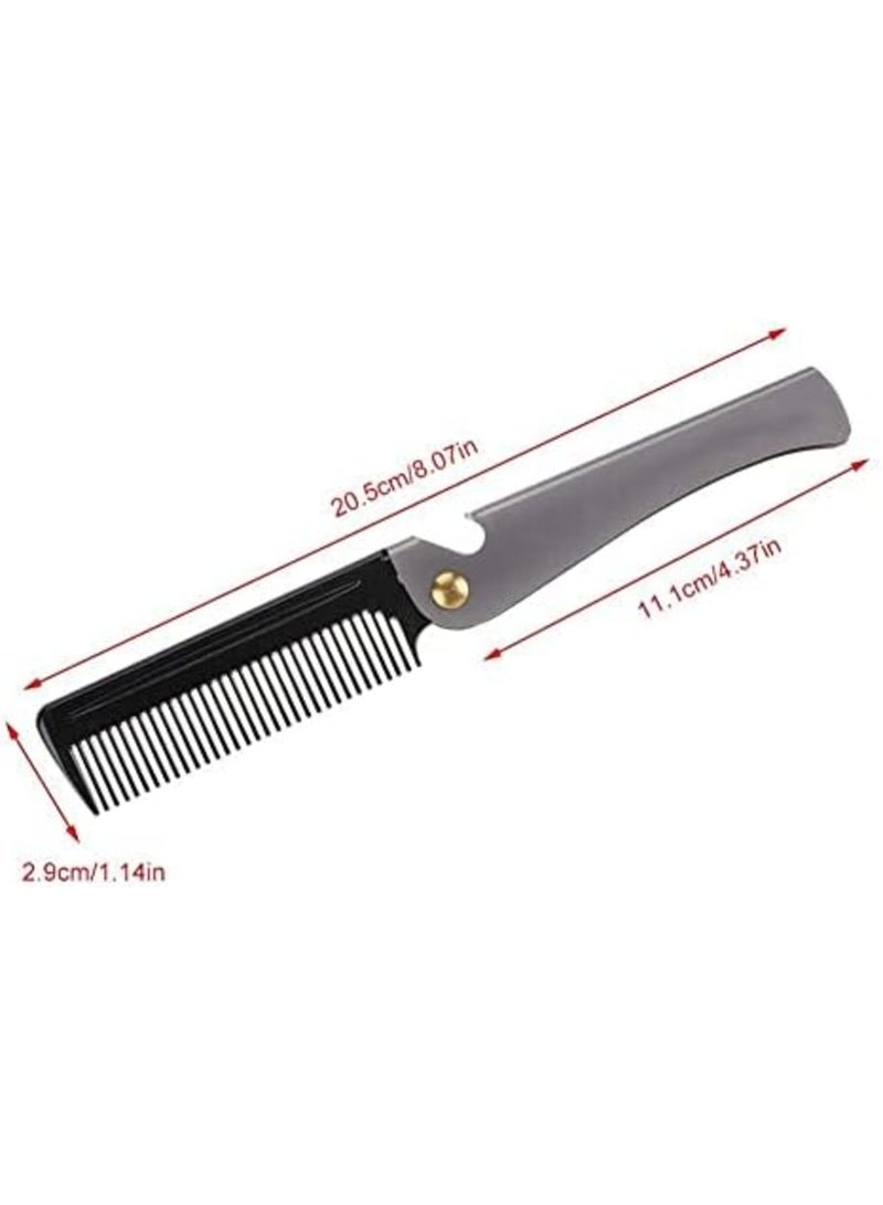 SYOSI Folding Beard Comb, Portable Stainless Steel Round Comb for Men, Folding Carrying Pocket Oil Hair Moustache Shaping Comb for Grooming Styling, Combing Hair, Beards and Mustaches - Image 5