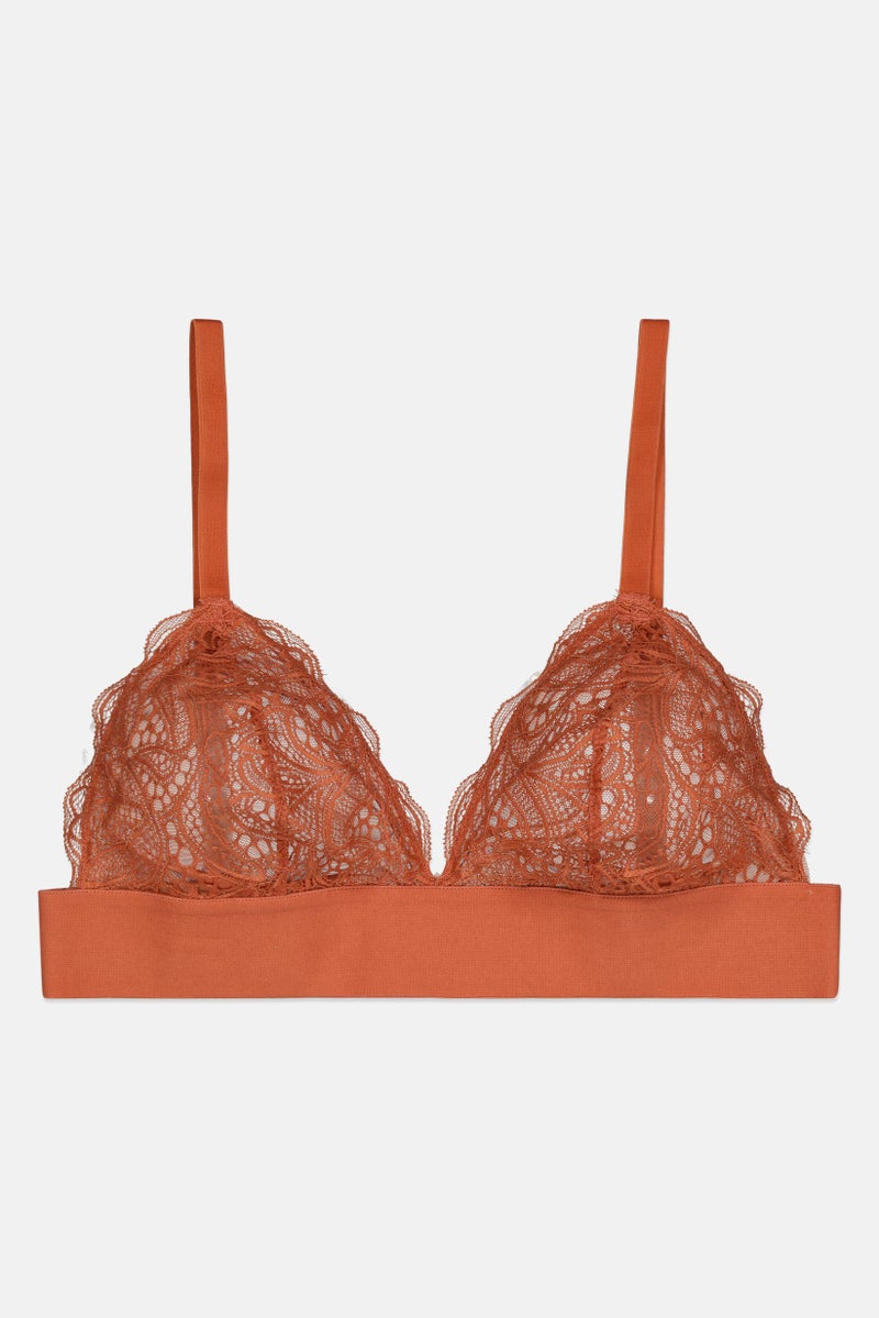 Lively Women Textured Non Padded Underwired Bra, Rust - Image 1