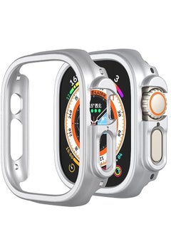 Compatible with Apple Watch Ultra 49mm Hard PC Case Cover Resistant Impact Shockproof Protective All-Around Edge Protective PC Hard Bumper Cover Face for Apple Watch Ultra 49mm (Silver)
