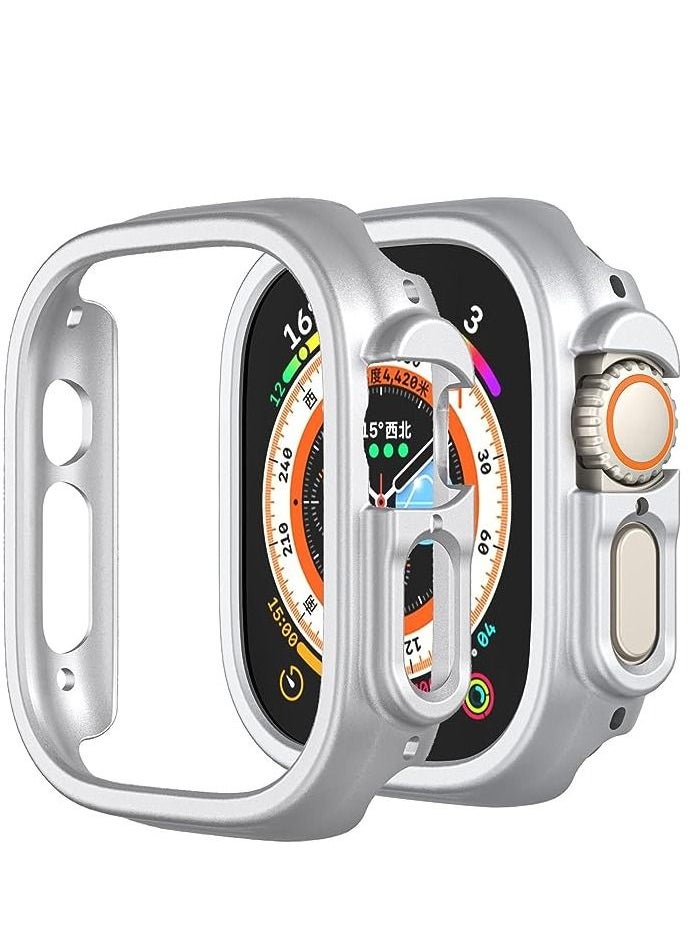 Watch - Compatible with Apple Watch Ultra 49mm Hard PC Case Cover Resistant Impact Shockproof Protective All-Around Edge Protective PC Hard Bumper Cover Face for Apple Watch Ultra 49mm (Silver) - Image 1