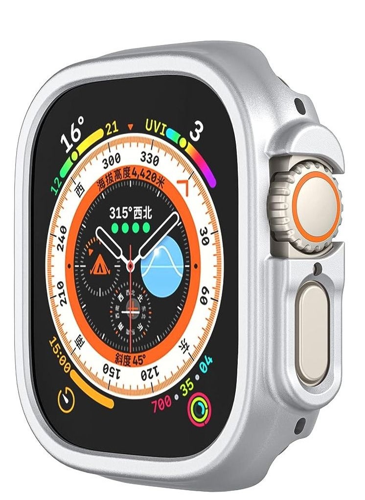 Watch - Compatible with Apple Watch Ultra 49mm Hard PC Case Cover Resistant Impact Shockproof Protective All-Around Edge Protective PC Hard Bumper Cover Face for Apple Watch Ultra 49mm (Silver) - Image 1