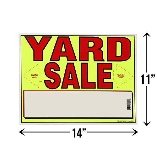 Sunburst Systems 4150 Yard Neon Yellow (10) Large Label 4150 Kit Includes (3) All-Weather Yard Sale Signs, (200) Pre-Priced Stickers , 11x14 inches - Image 2