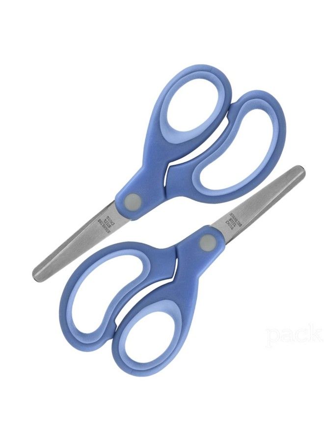 1InTheOffice Scissors For School Kids Blunt Tip Scissors Kids Blunt End Scissors Kids Safe Scissors Kid Scissors Blunt Tip Small Safety Scissors Blue (2 Pack) - Image 1