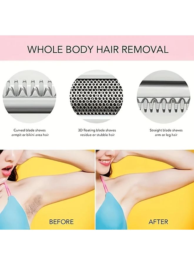 Women Electric Shaver 4 in 1 Rechargeable With 4 Replaceable Trimmer Heads - Image 3