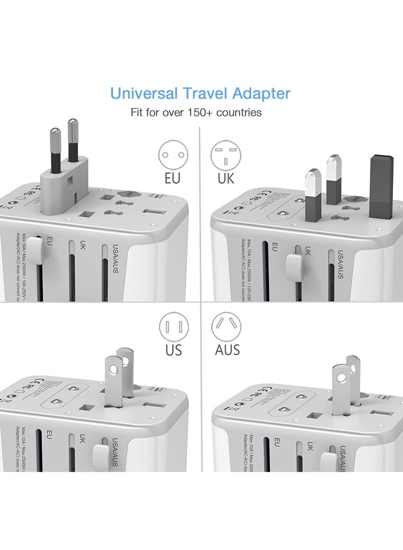تيسان محول قابس دولي، محول سفر عالمي مزود بـ 4 منافذ USB (1 USB C)، شاحن حائط أساسي للسفر في جميع أنحاء العالم من الولايات المتحدة الأمريكية إلى أوروبا وفرنسا وألمانيا وإسبانيا وأيرلندا وأستراليا (النوع C/G/A/I) محول قابس عالمي 5 في 1 من TESSAN، محطة شحن للمنزل والمكاتب واللوازم المدرسية، أبيض - Image 4
