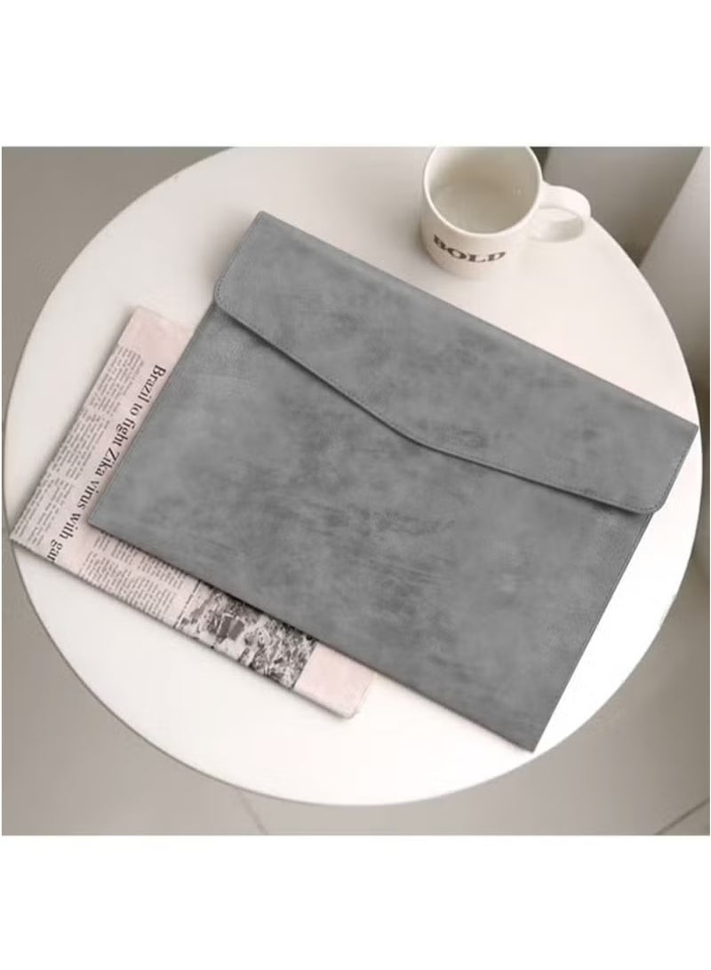 Generic File Folder, PU Leather A4 Document Holder File Organizer Filing Envelope Portfolio Case Tablet Sleeve with Magnetic Snap Closure for Home School Office Stationery Grey - Image 5