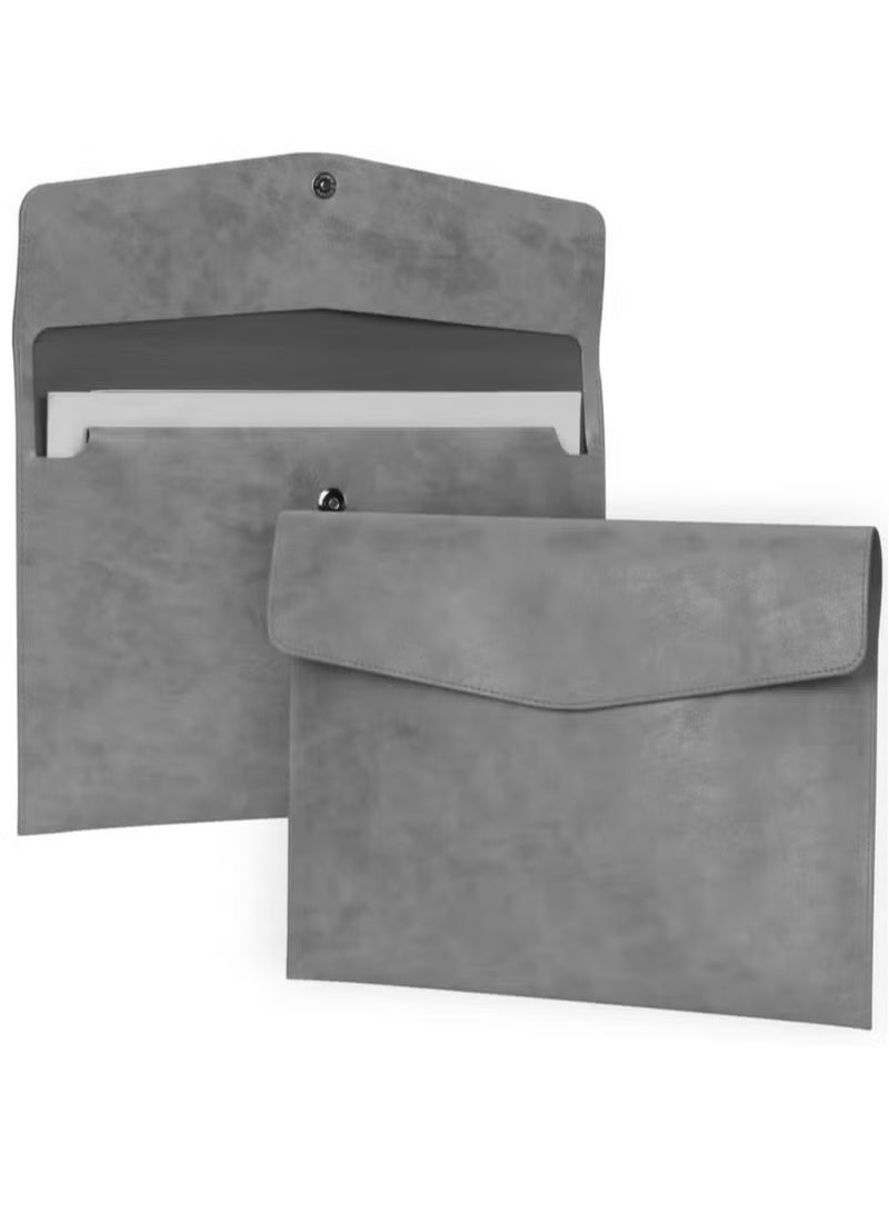 Generic File Folder, PU Leather A4 Document Holder File Organizer Filing Envelope Portfolio Case Tablet Sleeve with Magnetic Snap Closure for Home School Office Stationery Grey - Image 1