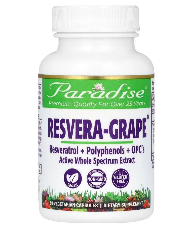 Paradise Herbs Resvera-Grape 60 Vegetarian Capsules (250 mg per Capsule)