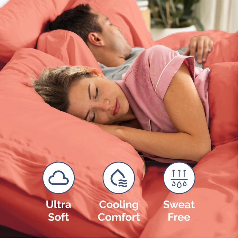 Extra Deep Queen Sheet Set - 6 Piece Breathable and Cooling Sheets - Hotel Luxury Bed Sheets Set - Easy & Secure Fit - Soft  Wrinkle Free and Comfy Sheets Set - Coral Sheet Set with Extra Deep Pockets