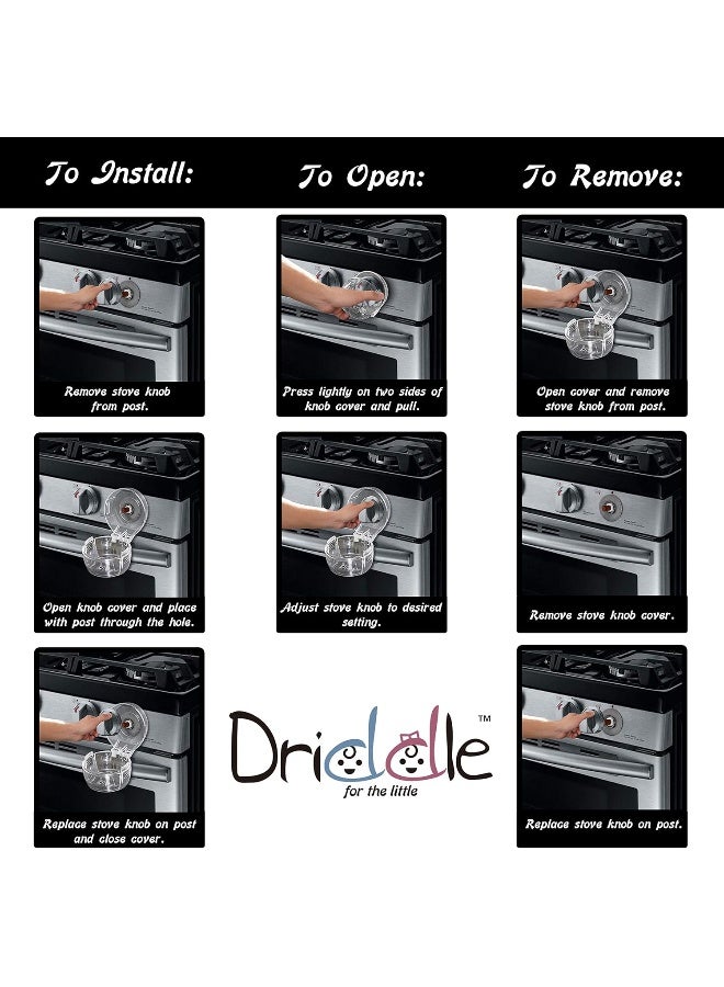 Driddle 6 Pack Clear Stove Knob Safety Covers - Protect Little Kids with A Child Proof Lock for Oven/Stove Top/Gas Range - Baby/Toddler Kitchen Safety Guard - Check Dimensions - Image 5