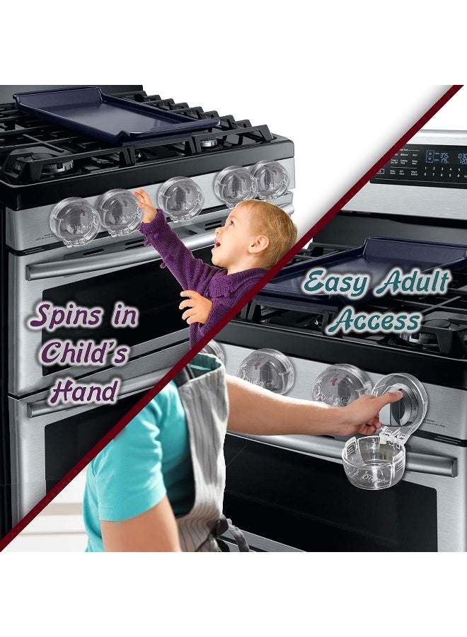 Driddle 6 Pack Clear Stove Knob Safety Covers - Protect Little Kids with A Child Proof Lock for Oven/Stove Top/Gas Range - Baby/Toddler Kitchen Safety Guard - Check Dimensions - Image 4