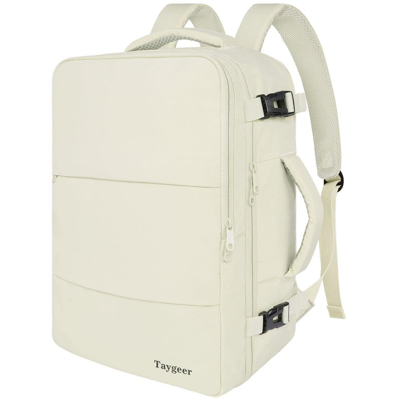 Taygeer Travel Backpack for Women Carry On Backpack with Shoe Pouch TSA 156 Laptop Back Pack Flight Approved College Gym Bag Casual Daypack for Weekender Business HikingBeige - Image 2