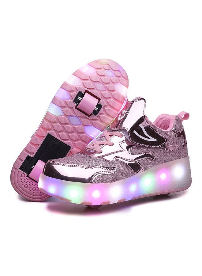 Kidle The New Trend Of Children's LED Light Up Rechargeable Luminous Double Wheel Heelys Skates, Breathable Youth Student Sports Shoes - Image 1