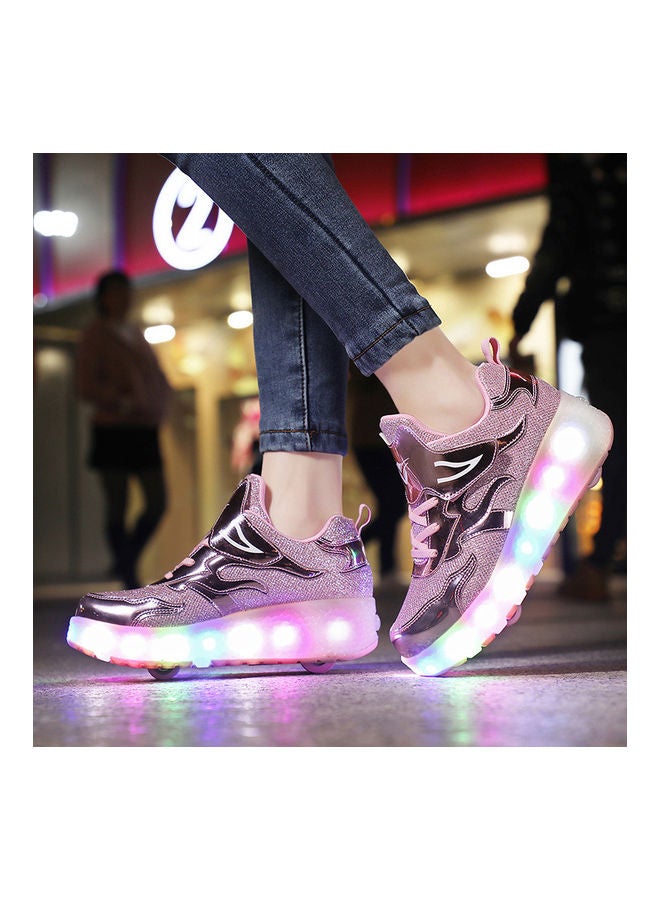 Kidle The New Trend Of Children's LED Light Up Rechargeable Luminous Double Wheel Heelys Skates, Breathable Youth Student Sports Shoes - Image 3