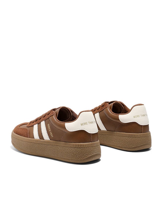 Senda a Women's Outdoor Training Patchwork Thick-soled Casual White Sneakers Suy01am5 Brown Size 40 - Image 2