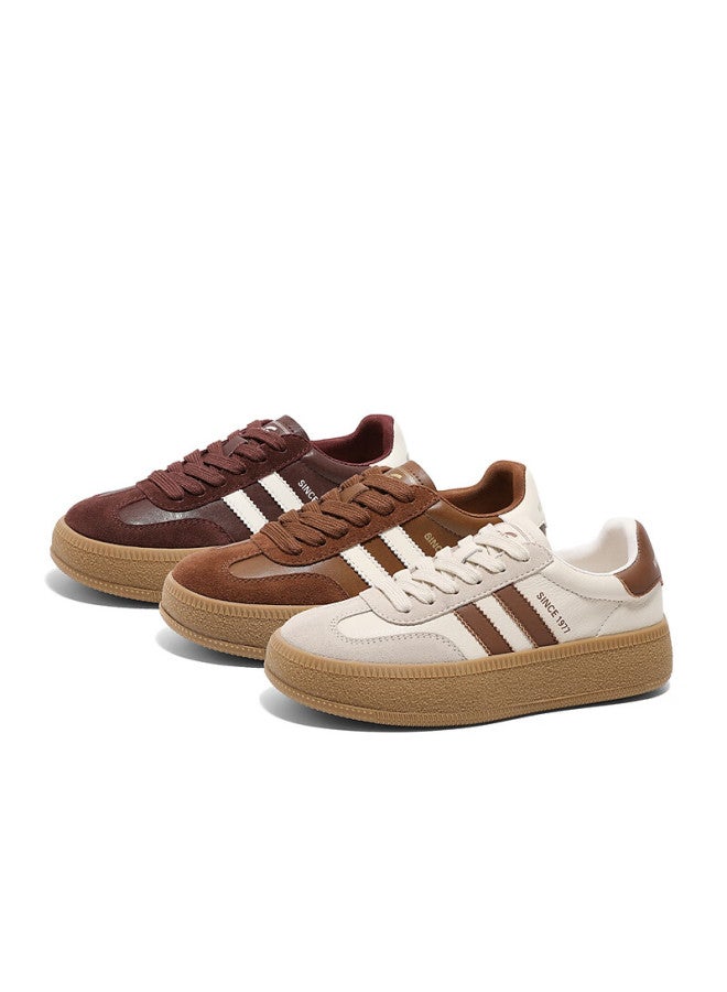 Senda a Women's Outdoor Training Patchwork Thick-soled Casual White Sneakers Suy01am5 Brown Size 40 - Image 3