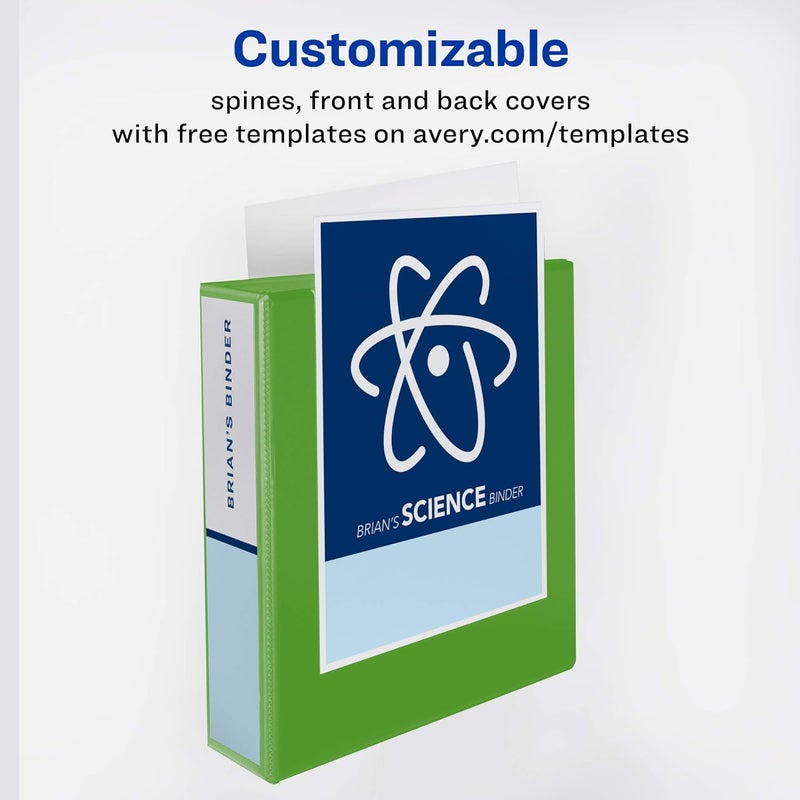 AVERY Heavy-Duty View 3 Ring Binder, 2" One Touch EZD Rings, 1 Chartreuse Binder (79776) - Image 3