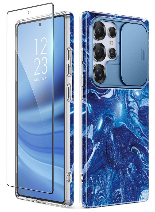 جراب GVIEWIN لهاتف Samsung Galaxy S25 Ultra مع غطاء كاميرا منزلق، [واقي شاشة] [حماية من الصدمات من الدرجة العسكرية] جراب هاتف صلب رفيع من الرخام S25 Ultra مقاس 6.9 بوصة 2025 (Star Abyss) - Image 1