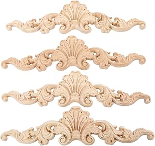 MUXSAM Wood Carved Onlays Appliques, Clear Carving Details Overlay Craft Decals for Cabinet Wall Mantels Dresser Closet - Image 1