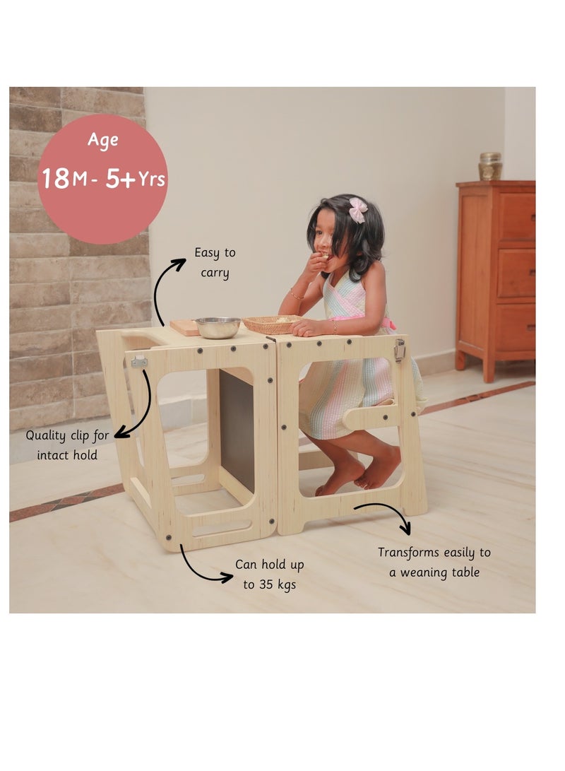 Ariro Learning Tower Wooden Step Stool and Preschooler Children's Activity Tower for Kids, Small, Toddler- Wooden Stool for Kids Play and Learning - Image 4