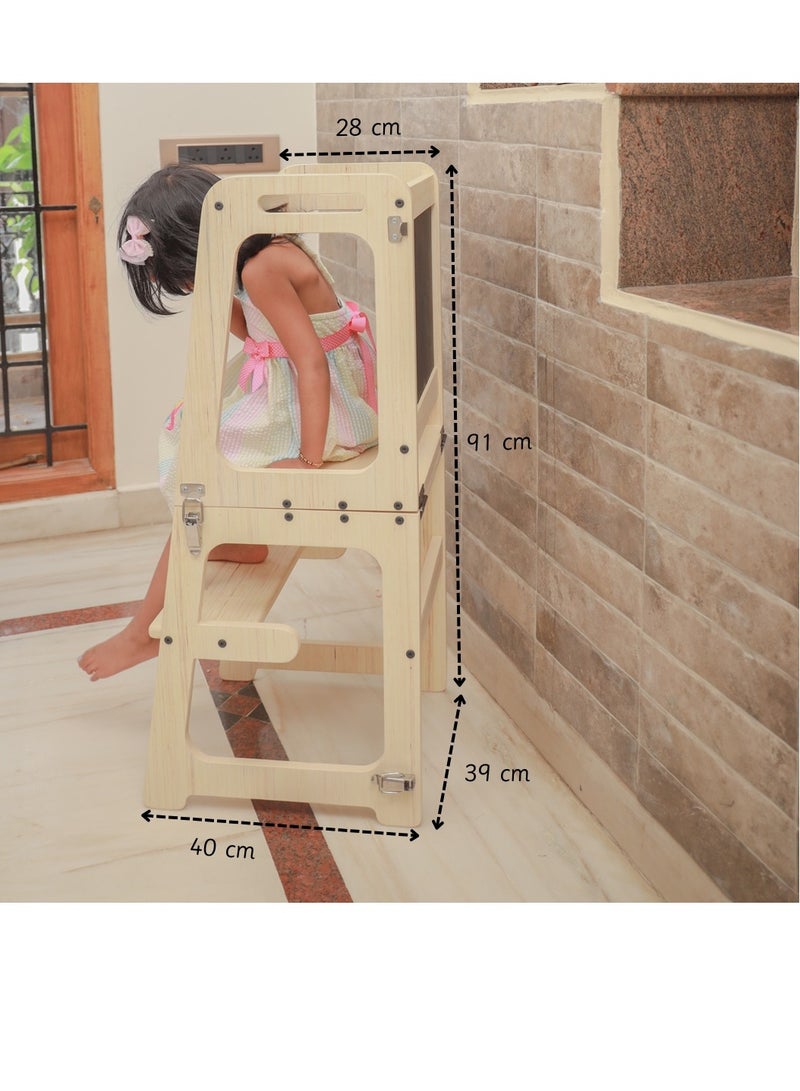 Ariro Learning Tower Wooden Step Stool and Preschooler Children's Activity Tower for Kids, Small, Toddler- Wooden Stool for Kids Play and Learning - Image 5