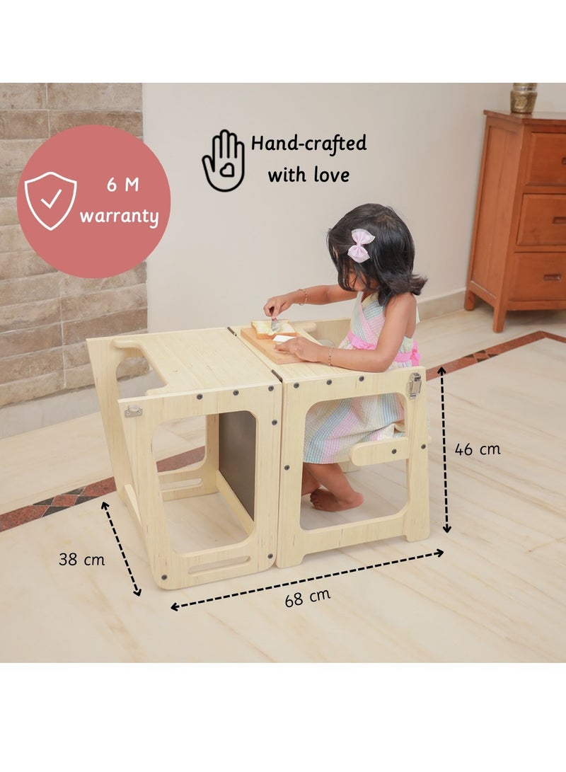 Ariro Learning Tower Wooden Step Stool and Preschooler Children's Activity Tower for Kids, Small, Toddler- Wooden Stool for Kids Play and Learning - Image 3