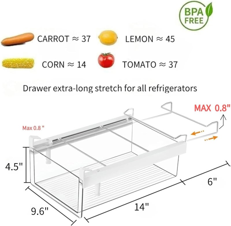 BIINONE Large Fridge Drawer Organizer 14in-20in Upgradation Refrigerator Undershelf Drawer, Extra-Deep Storage Deli Meat, Cheese, Eggs, Fruit, Vegetable - Image 5