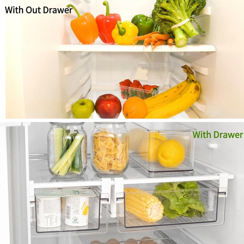 BIINONE Large Fridge Drawer Organizer 14in-20in Upgradation Refrigerator Undershelf Drawer, Extra-Deep Storage Deli Meat, Cheese, Eggs, Fruit, Vegetable - Image 2