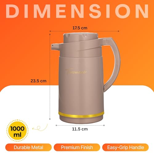 Trueware Jupiter Inner Steel Thermoware 1000 ML Hot & Cold Flask Jug, BPA Free, Leak Proof, Ideal for Tea, Coffee, Water, Hot Beverages - Image 3
