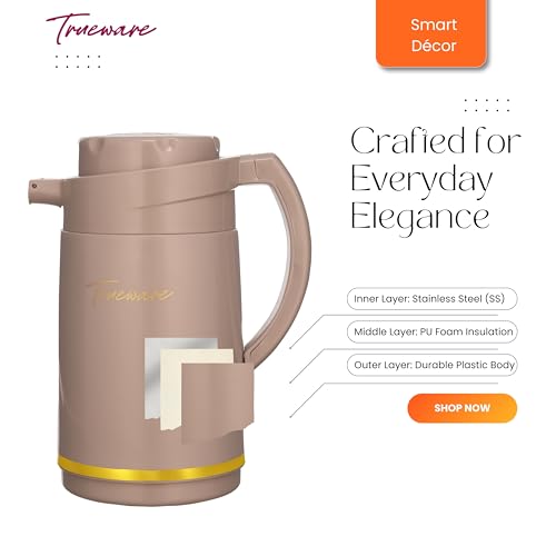 Trueware Jupiter Inner Steel Thermoware 1000 ML Hot & Cold Flask Jug, BPA Free, Leak Proof, Ideal for Tea, Coffee, Water, Hot Beverages - Image 5