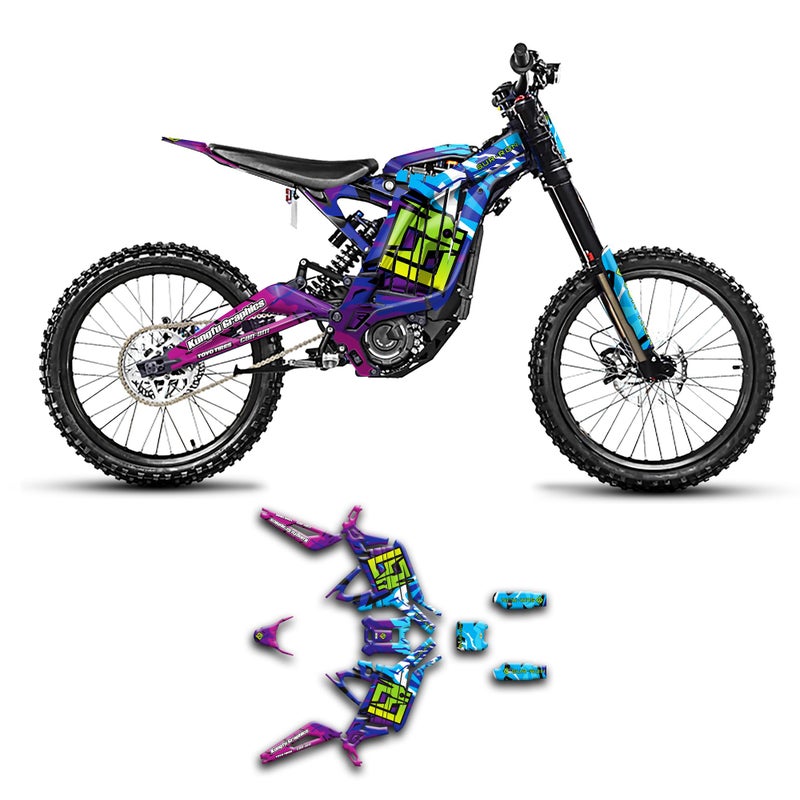 Kungfu Graphics Decal Kit for Surron SURRON Light Bee X LBX with KKE Fork Blue Purple SRX17N088KO