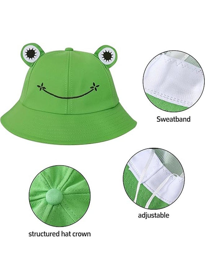 قبعات دلو الشمس للنساء والرجال، قبعة شاطئ، حماية من الأشعة فوق البنفسجية، قابلة للتعديل، صيفية، قابلة للطي، قبعة قطنية مضحكة على شكل ضفدع، قبعة سفر - Image 5
