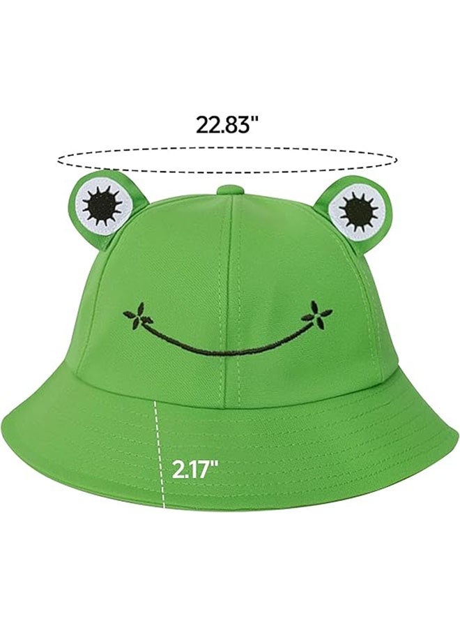 قبعات دلو الشمس للنساء والرجال، قبعة شاطئ، حماية من الأشعة فوق البنفسجية، قابلة للتعديل، صيفية، قابلة للطي، قبعة قطنية مضحكة على شكل ضفدع، قبعة سفر - Image 2