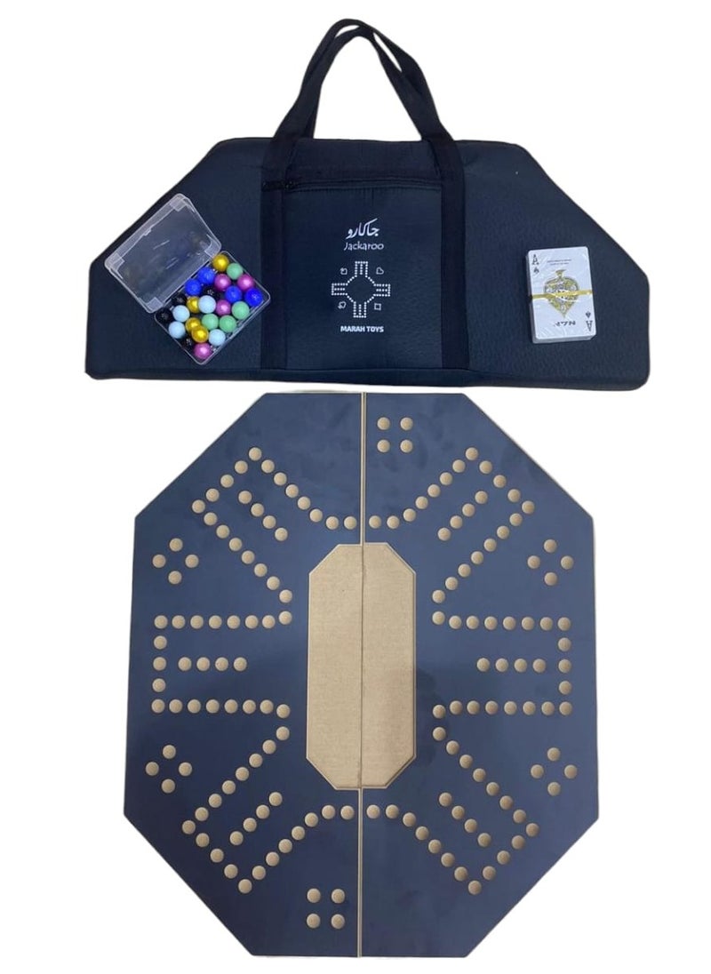 MARAH TOYS A strong wooden jackaroo game for strategic planning, 6 players, with a luxury bag, 45 x 55 cm  - Image 1