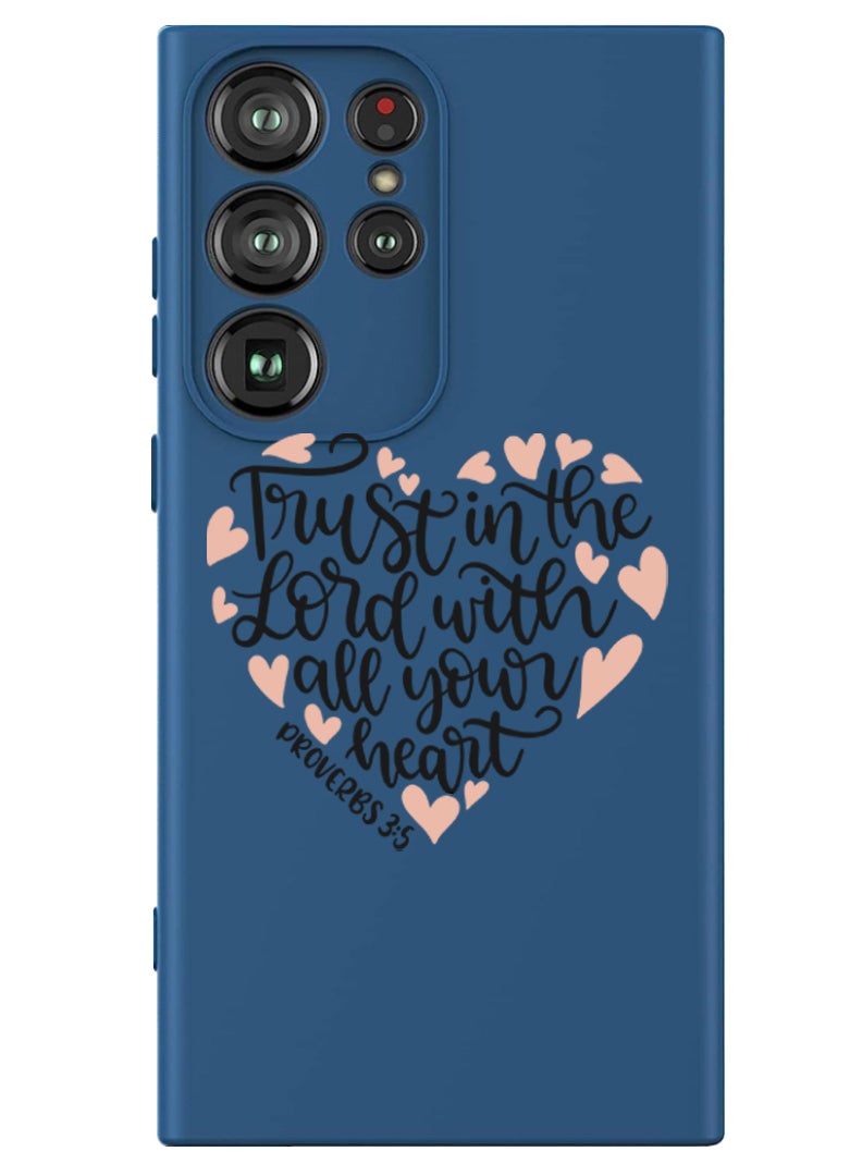 Theodor Protective Slim Fit Case Liquid Silicone Cover with Full Body Protection Anti-Scratch Shockproof Case For Samsung Galaxy S24 Ultra (Blue) - Trust in the lord with all your heart - Image 1