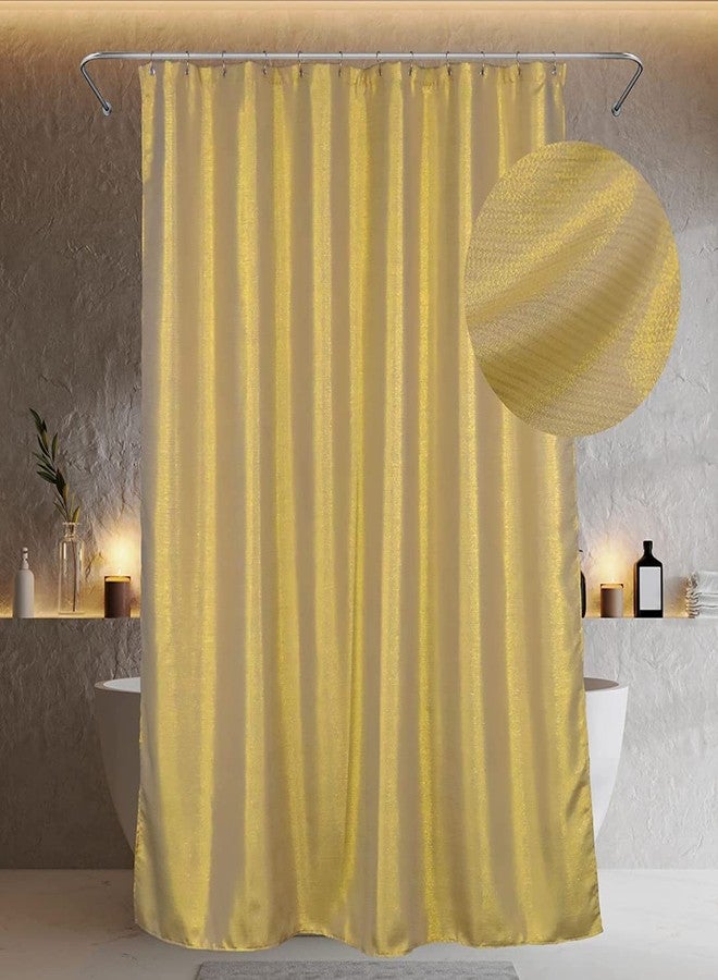 Popkozzi Gold Extra Long Shower Curtain: 84 Inch Glitter Sparkle Bling Fabric Decorative Shower Curtain - Waterproof Washable Luxury Elegant Fancy Glam Metallic Shimmer Bath Curtain - 72x84 - Image 1