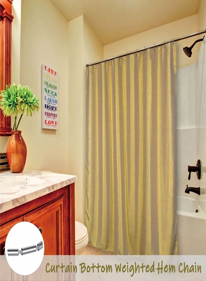 Popkozzi Gold Extra Long Shower Curtain: 84 Inch Glitter Sparkle Bling Fabric Decorative Shower Curtain - Waterproof Washable Luxury Elegant Fancy Glam Metallic Shimmer Bath Curtain - 72x84 - Image 5
