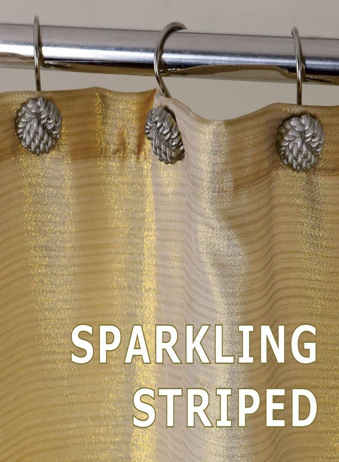 Popkozzi Gold Extra Long Shower Curtain: 84 Inch Glitter Sparkle Bling Fabric Decorative Shower Curtain - Waterproof Washable Luxury Elegant Fancy Glam Metallic Shimmer Bath Curtain - 72x84 - Image 4