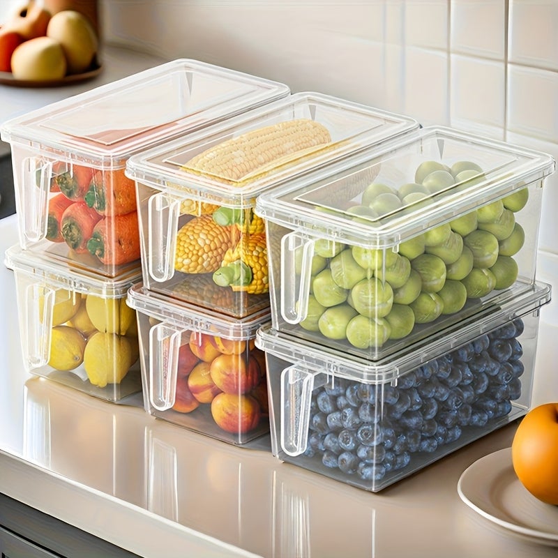 8pcs Set [4pcs Lids And 4pcs Containers] Extra Large Storage And Fresh-Keeping Boxes, Suitable for Fruits, Vegetables, Eggs, And Other Food Storage Containers, Stackable And Reusable, with Lid And Hand-Carry Design, Convenient to Take - Image 2