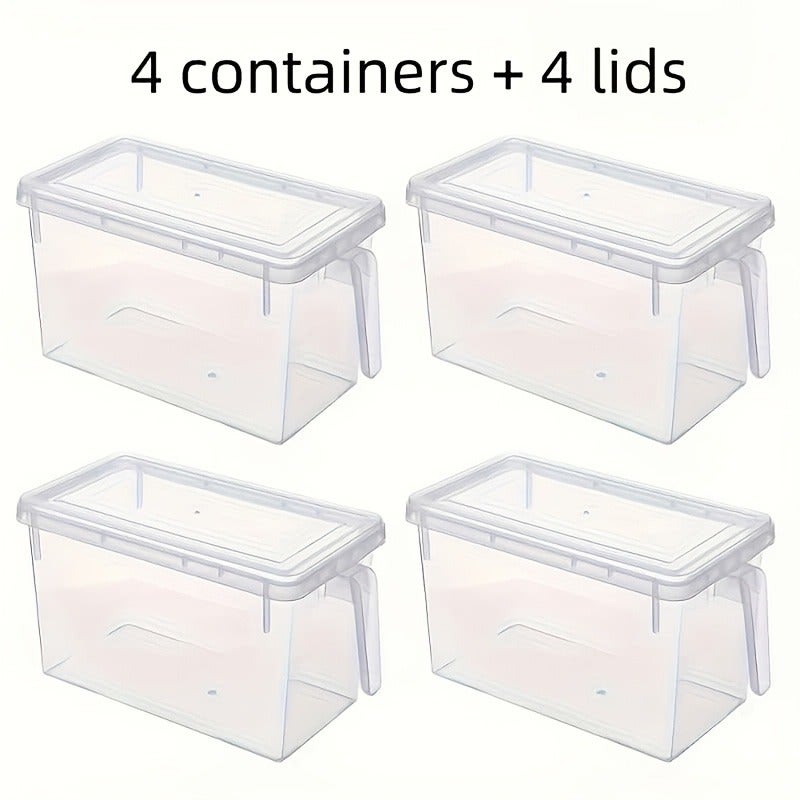 8pcs Set [4pcs Lids And 4pcs Containers] Extra Large Storage And Fresh-Keeping Boxes, Suitable for Fruits, Vegetables, Eggs, And Other Food Storage Containers, Stackable And Reusable, with Lid And Hand-Carry Design, Convenient to Take - Image 1