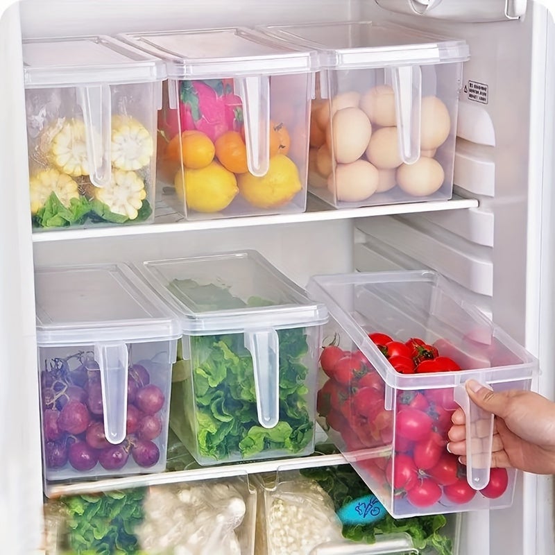 8pcs Set [4pcs Lids And 4pcs Containers] Extra Large Storage And Fresh-Keeping Boxes, Suitable for Fruits, Vegetables, Eggs, And Other Food Storage Containers, Stackable And Reusable, with Lid And Hand-Carry Design, Convenient to Take - Image 5