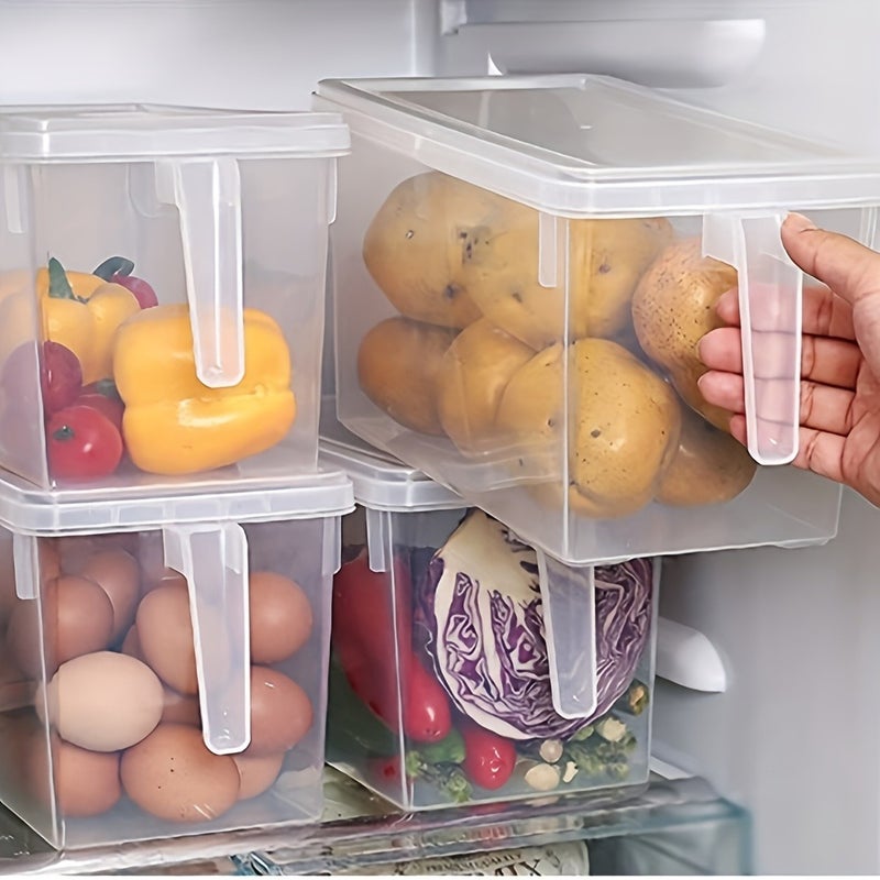 8pcs Set [4pcs Lids And 4pcs Containers] Extra Large Storage And Fresh-Keeping Boxes, Suitable for Fruits, Vegetables, Eggs, And Other Food Storage Containers, Stackable And Reusable, with Lid And Hand-Carry Design, Convenient to Take - Image 4