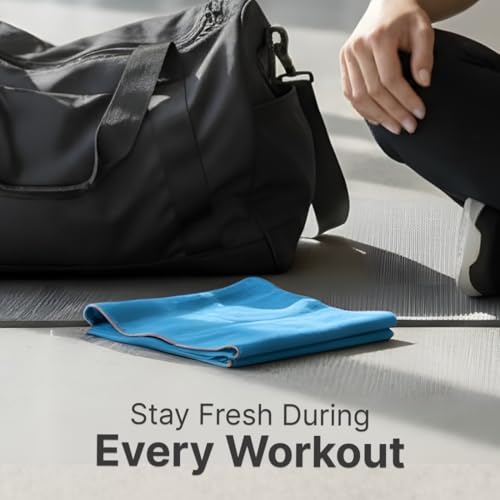 Cult Workout Towel 48x100 cm – Sweat-Absorbing, Skin-Friendly, Quick-Dry Gym Towel for Better Grip & Comfort During Intense Exercise – Blue - Image 2
